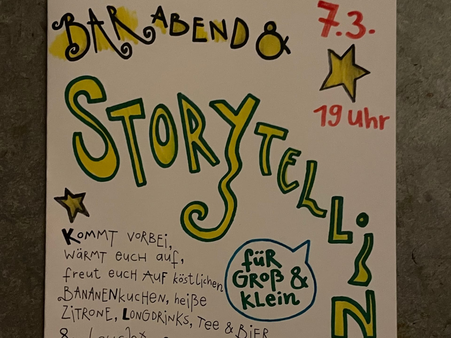 Barabend und Storytelling mit Johanna Wollin